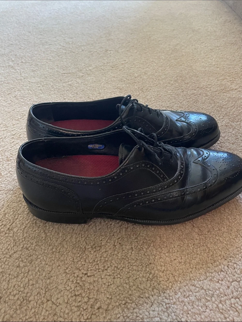 Men's Black Leather Wingtip Oxfords - Classic Lace-Up Dress Shoes